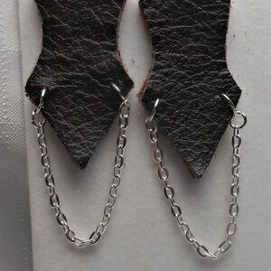 No.488 Handmade earrings with leather pieces 2 1/2 inches long